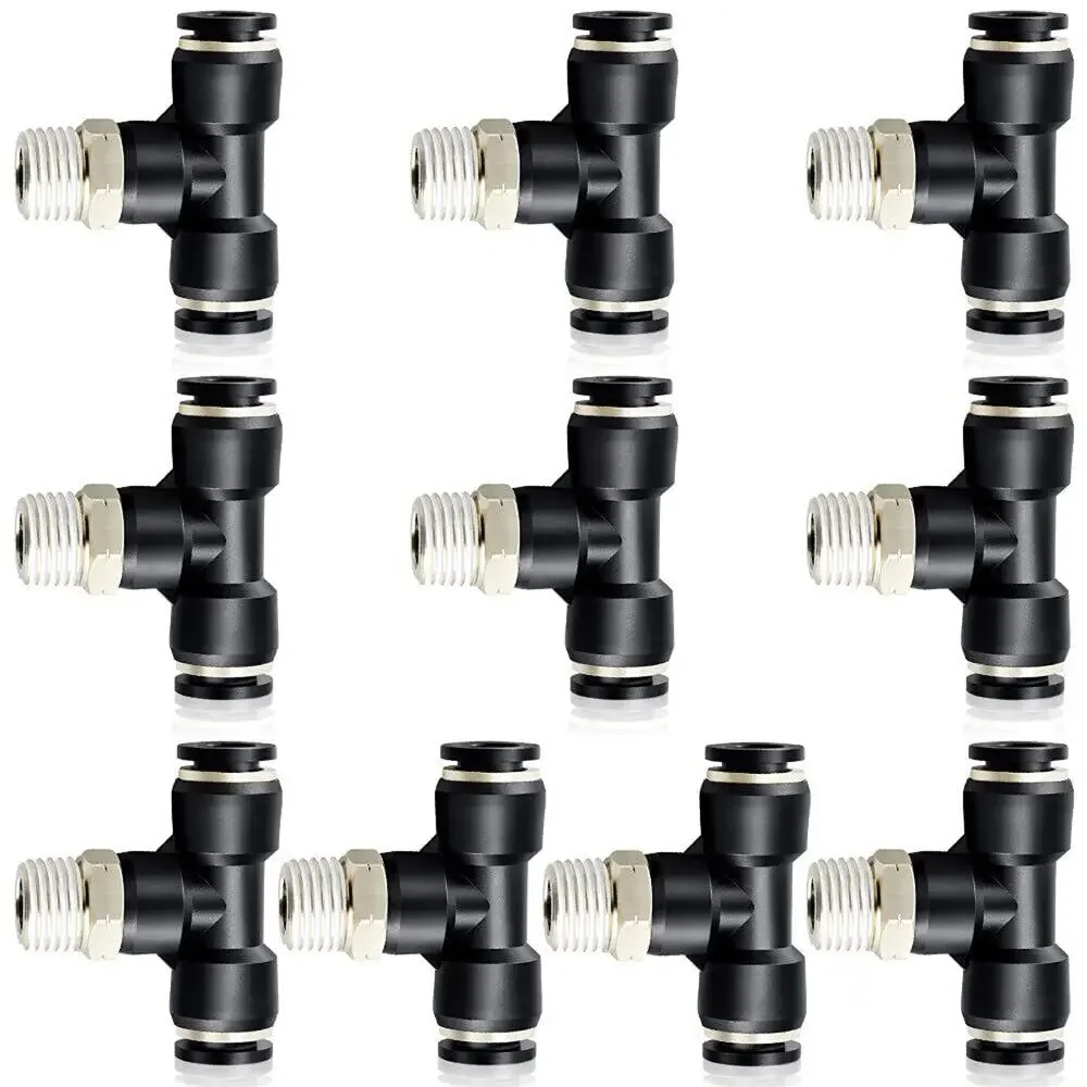 10 PACK TAILONZ PNEUMATIC Male Branch Tee 1/4 Inch Tube OD x 1/4 Inch NPT